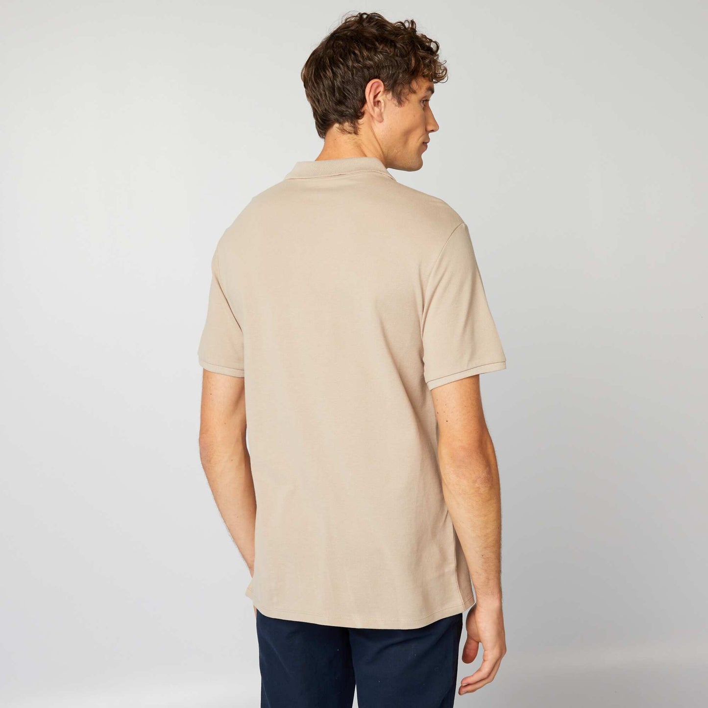 Cotton piqué polo shirt beige