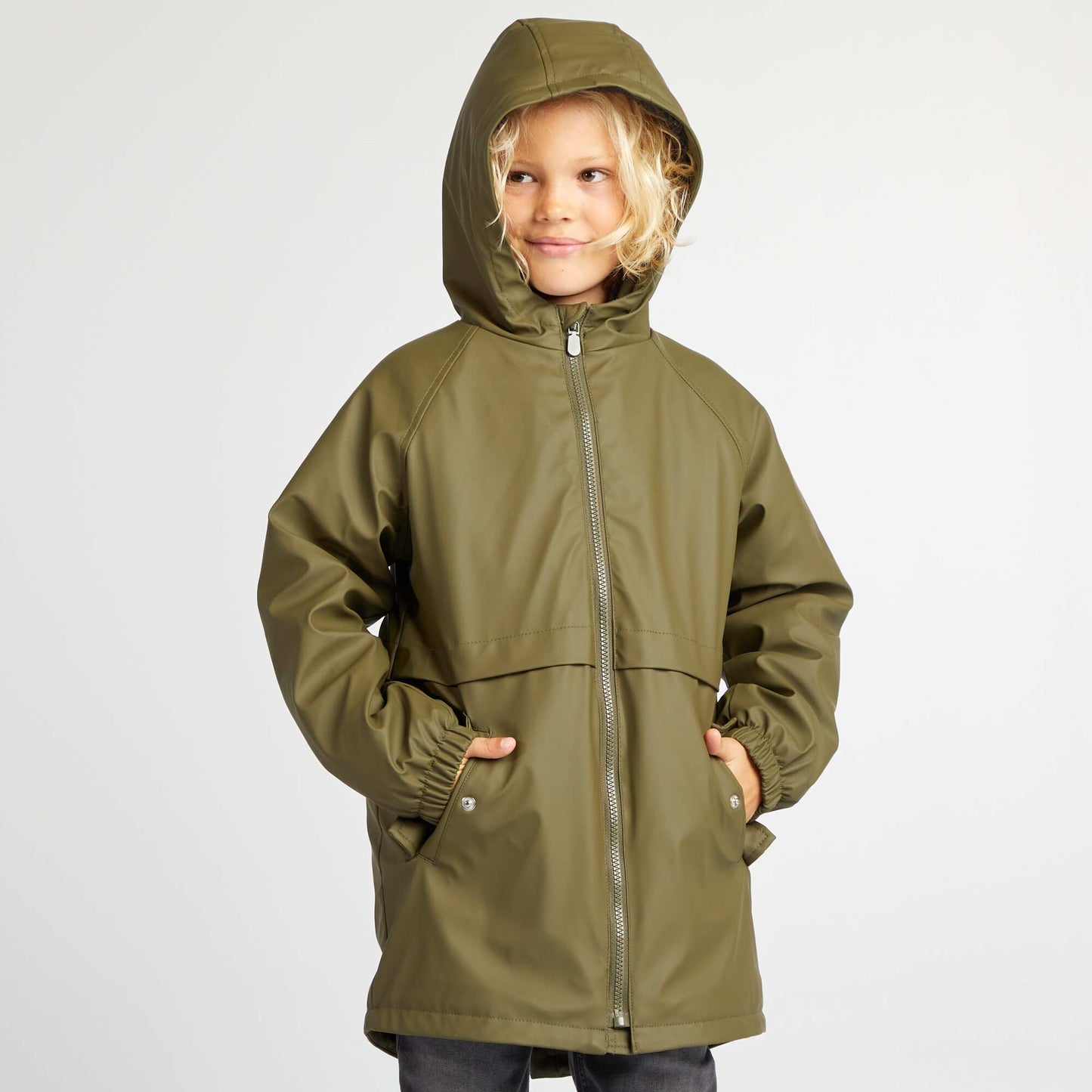 Mid-length parka with sherpa lining KHAKI