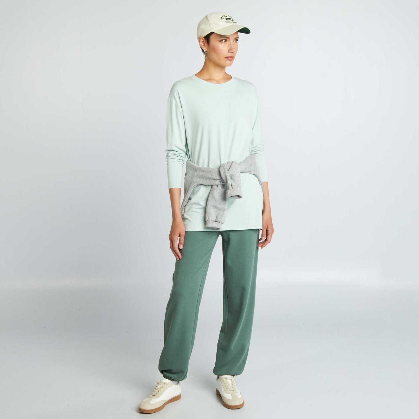 Wide-leg plain joggers GREEN