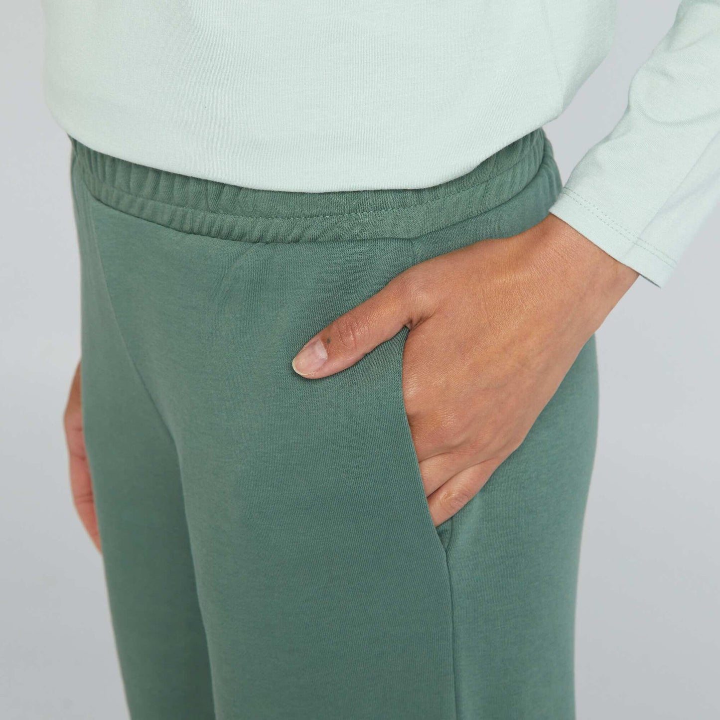 Wide-leg plain joggers GREEN