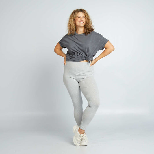 Long stretch knit leggings GREY