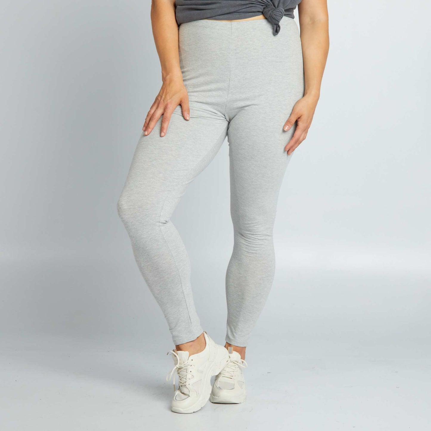 Long stretch knit leggings GREY