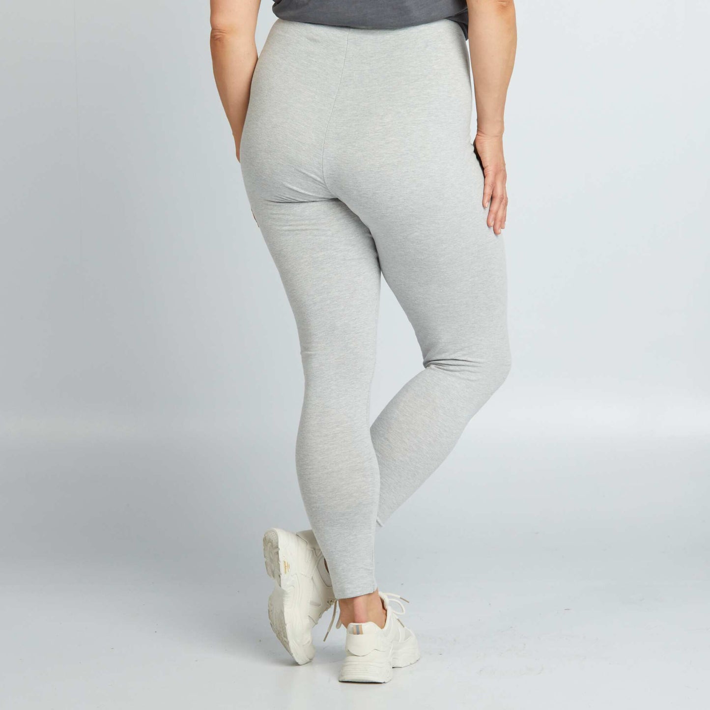 Long stretch knit leggings GREY