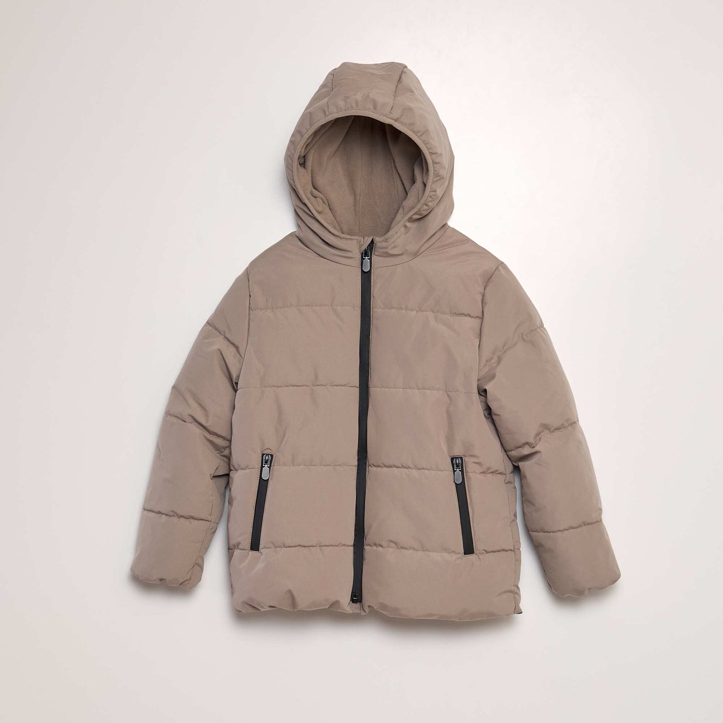 Quilted padded jacket with fleece lining BEIGE