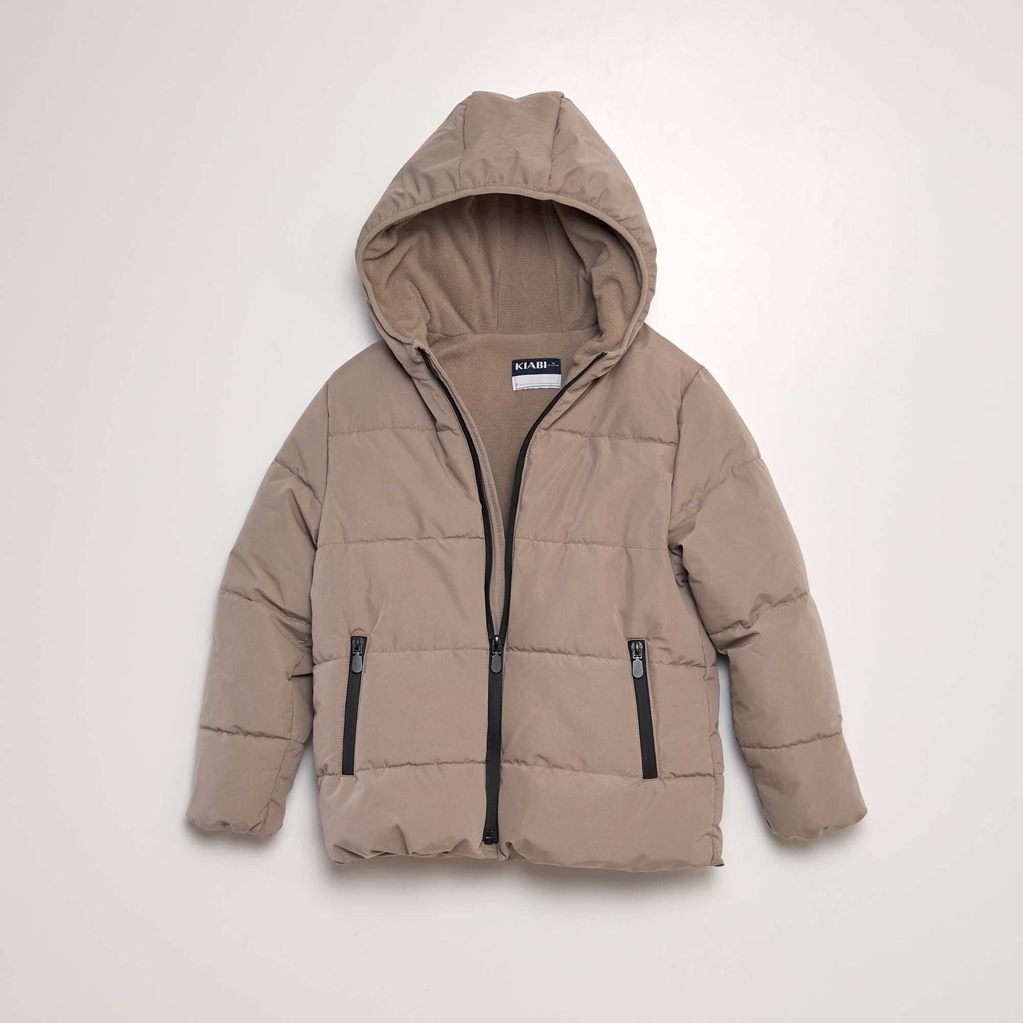 Quilted padded jacket with fleece lining BEIGE