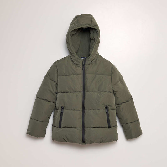 Quilted padded jacket with fleece lining GREEN