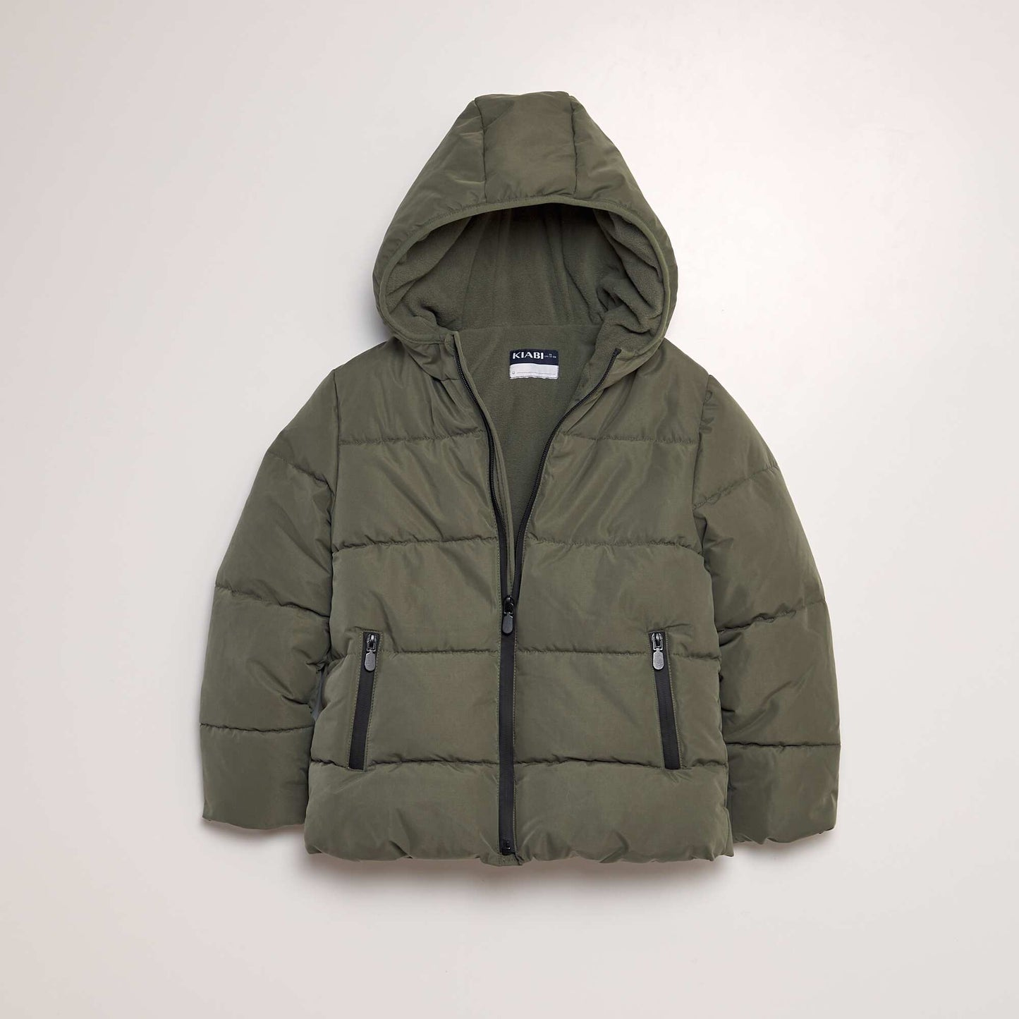 Quilted padded jacket with fleece lining GREEN