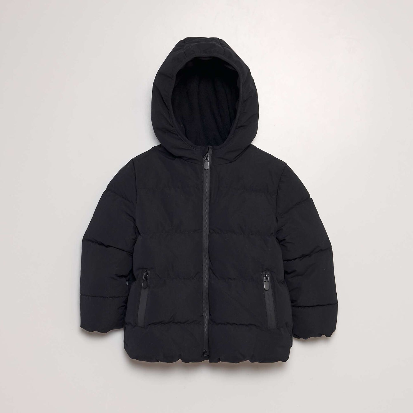 Quilted padded jacket with fleece lining black