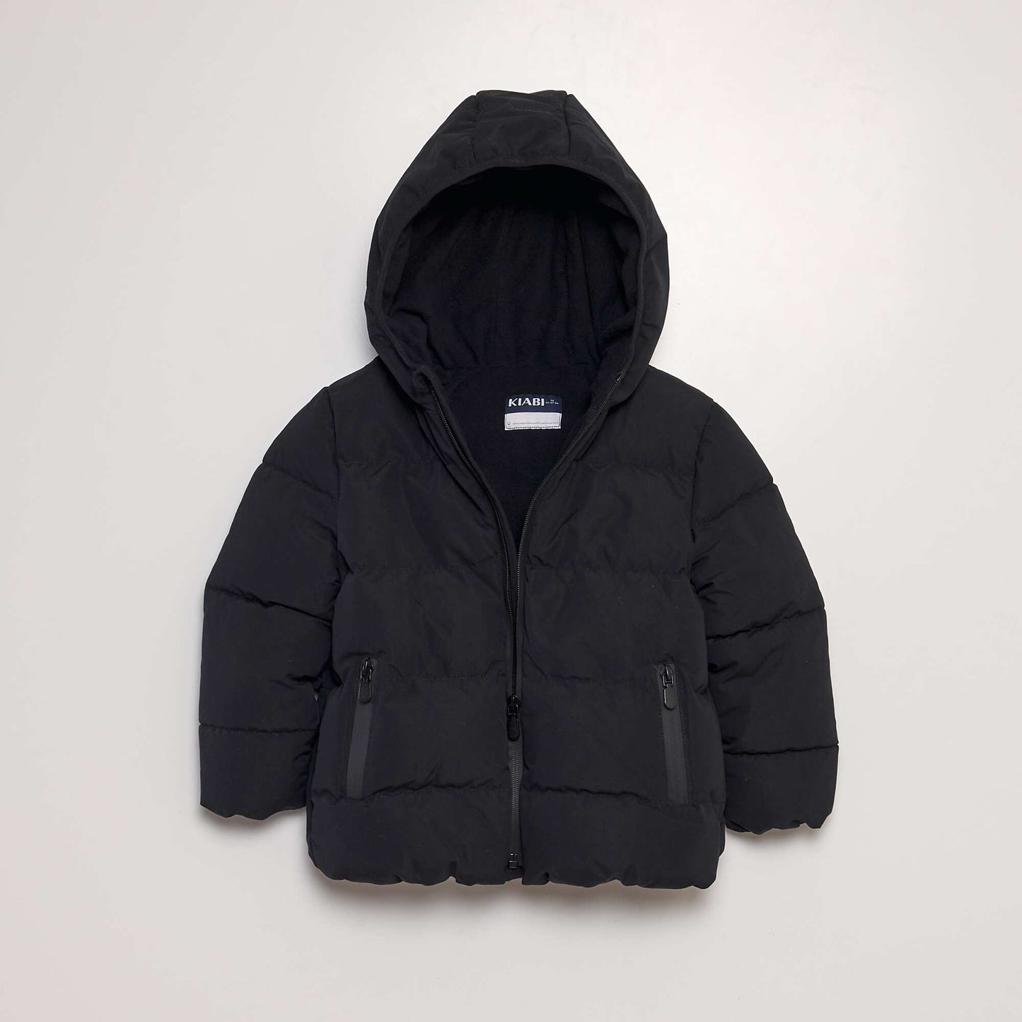 Quilted padded jacket with fleece lining black