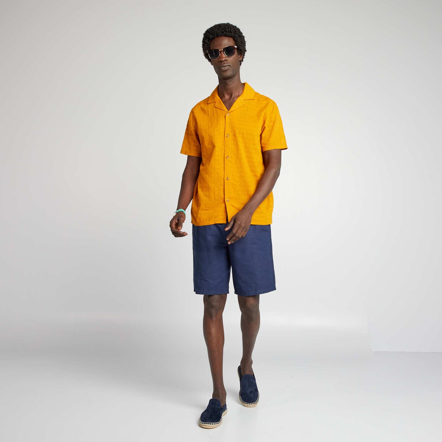 Textured short-sleeved shirt YELLOW