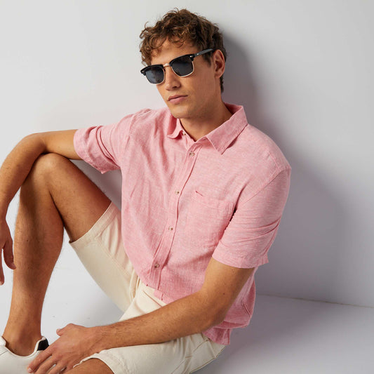 Linen-blend shirt pink