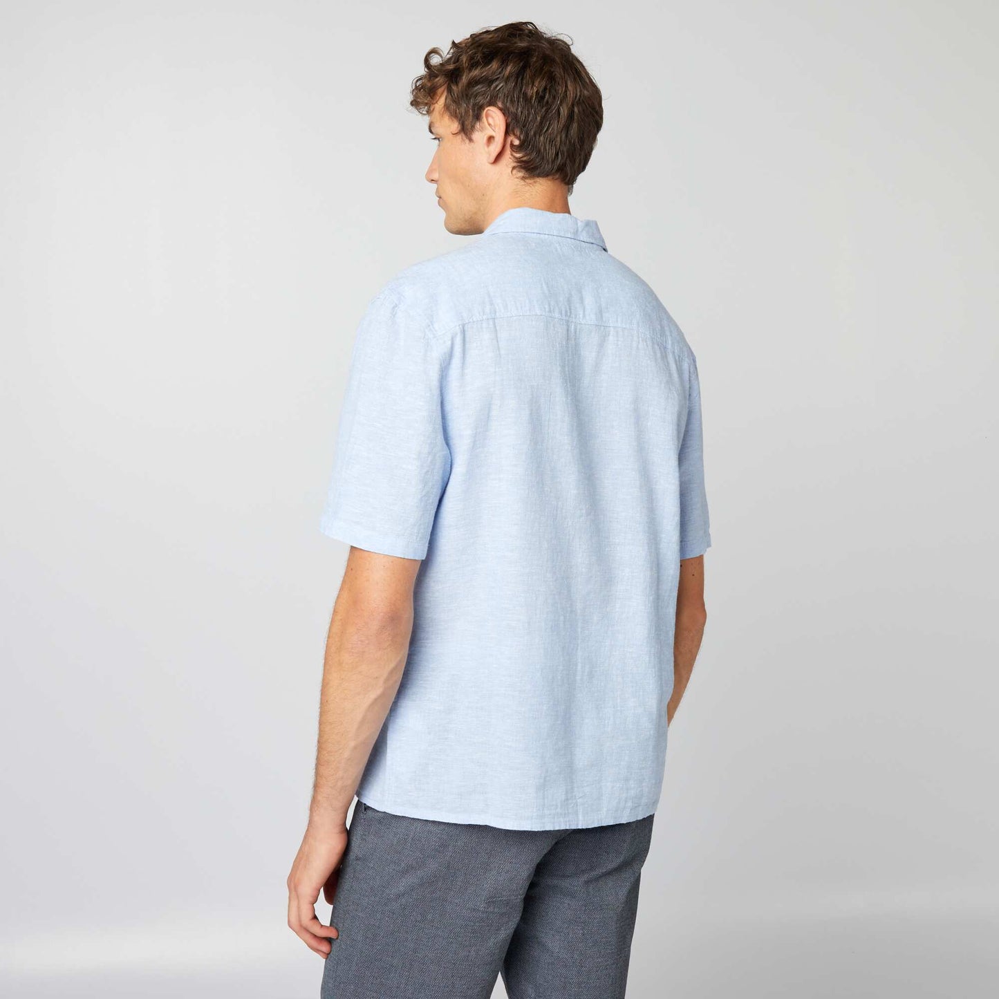 Linen-blend shirt BLUE