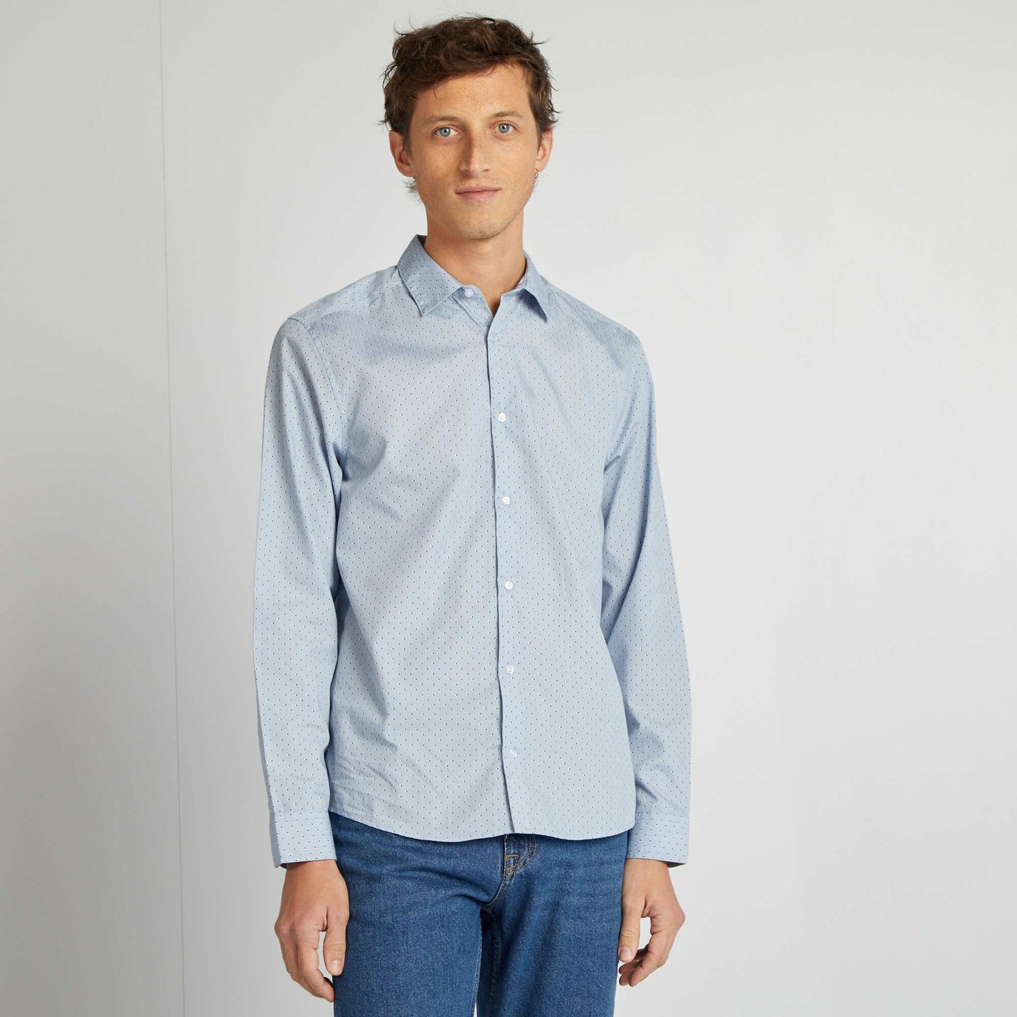 Regular fit polka dot shirt BLUE