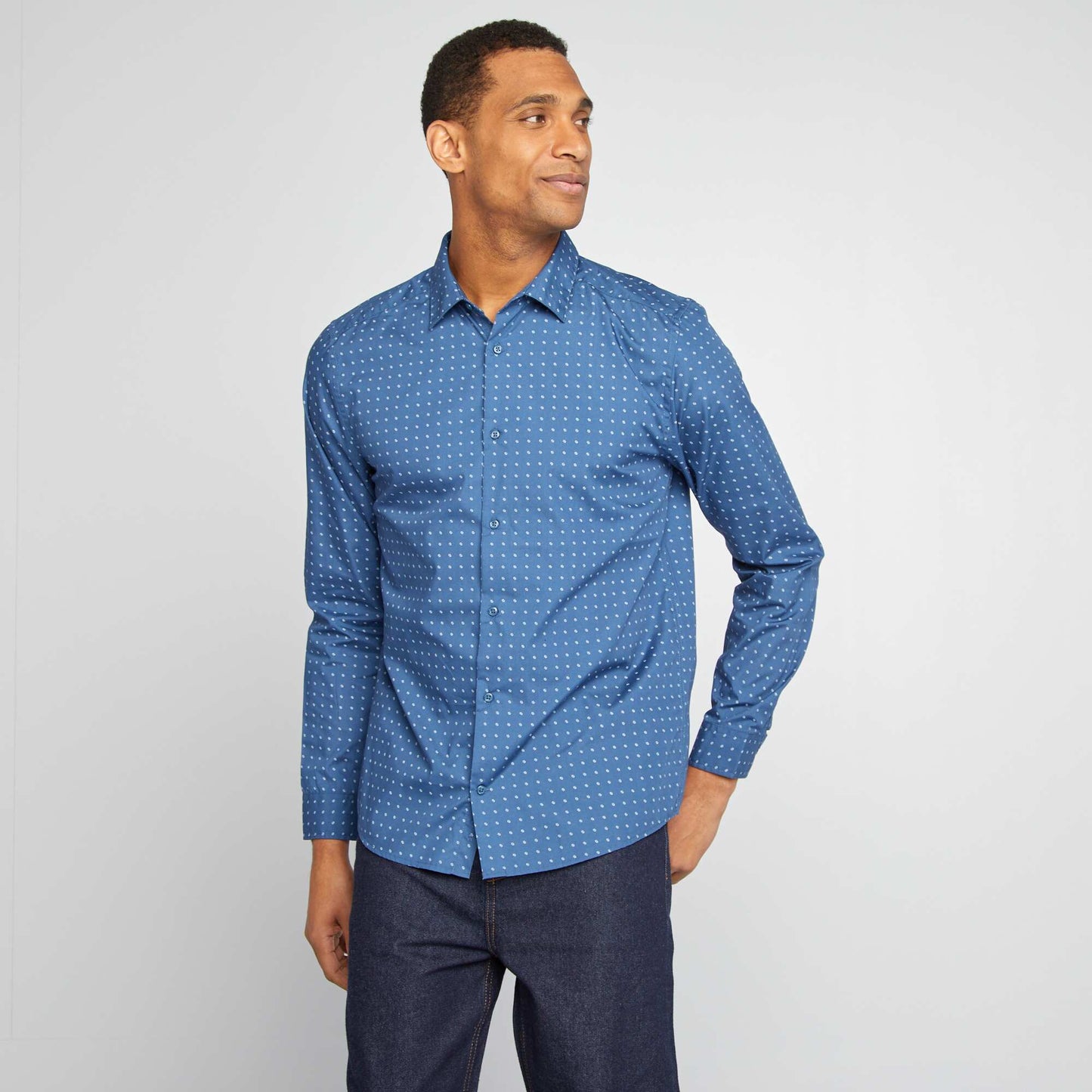 Regular fit polka dot shirt BLUE