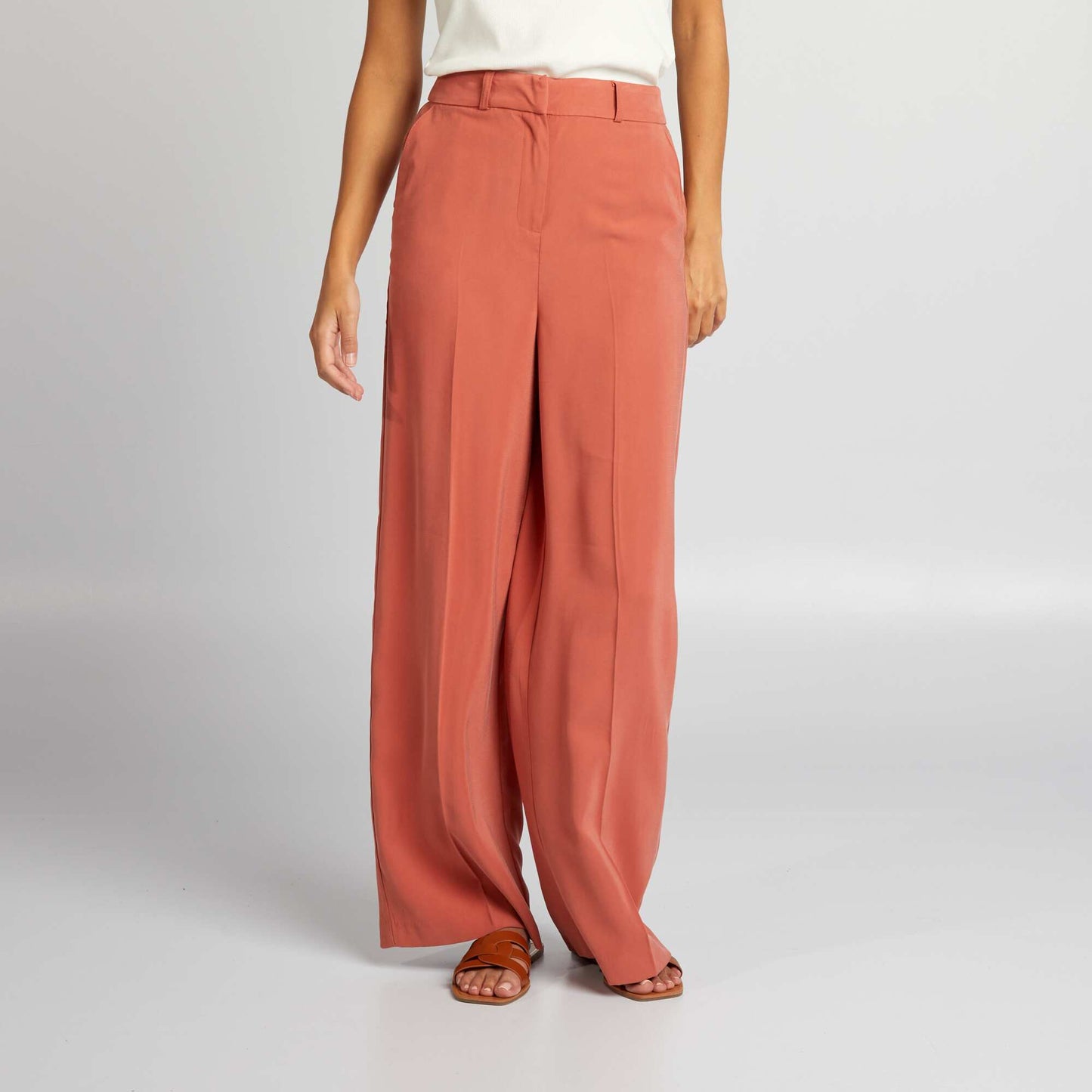 Wide-leg cigarette trousers RED