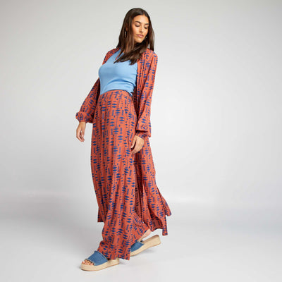 بنطلون كريب محبوك واسع الساقين BROWN