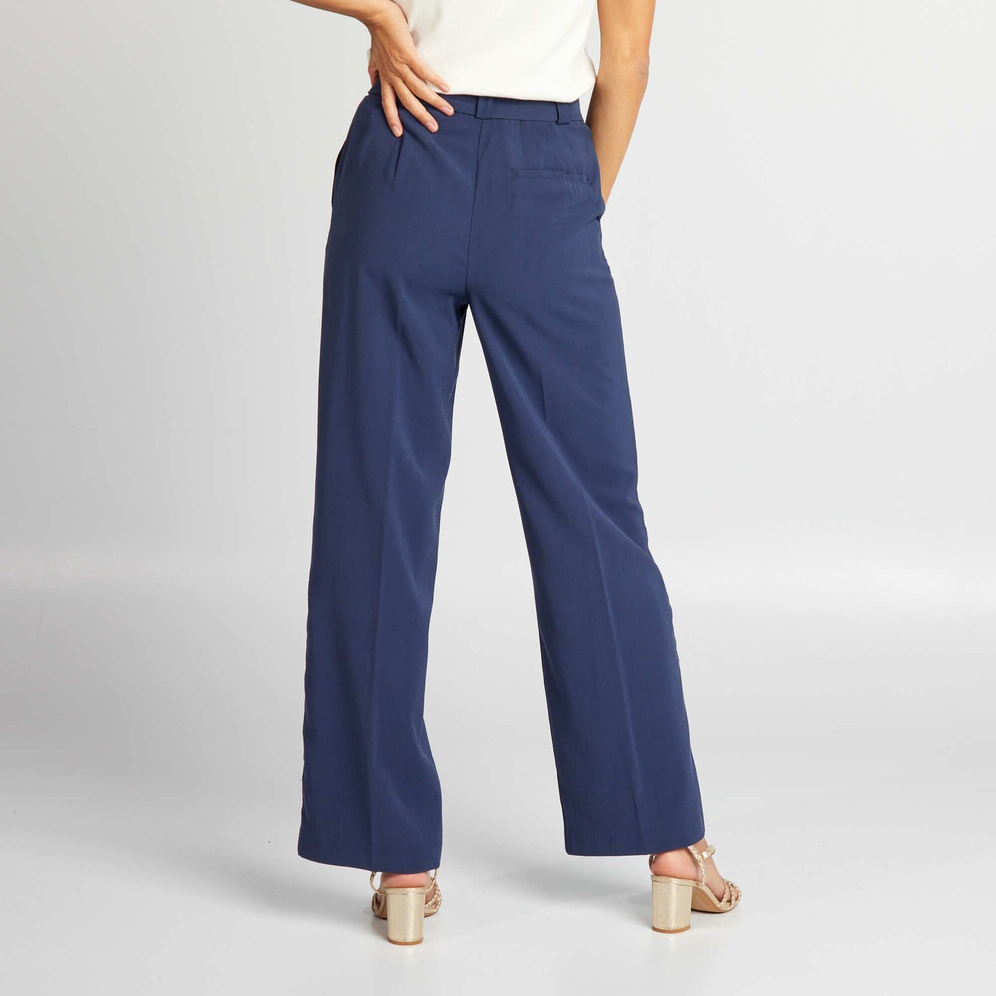 Wide-leg cigarette trousers BLUE