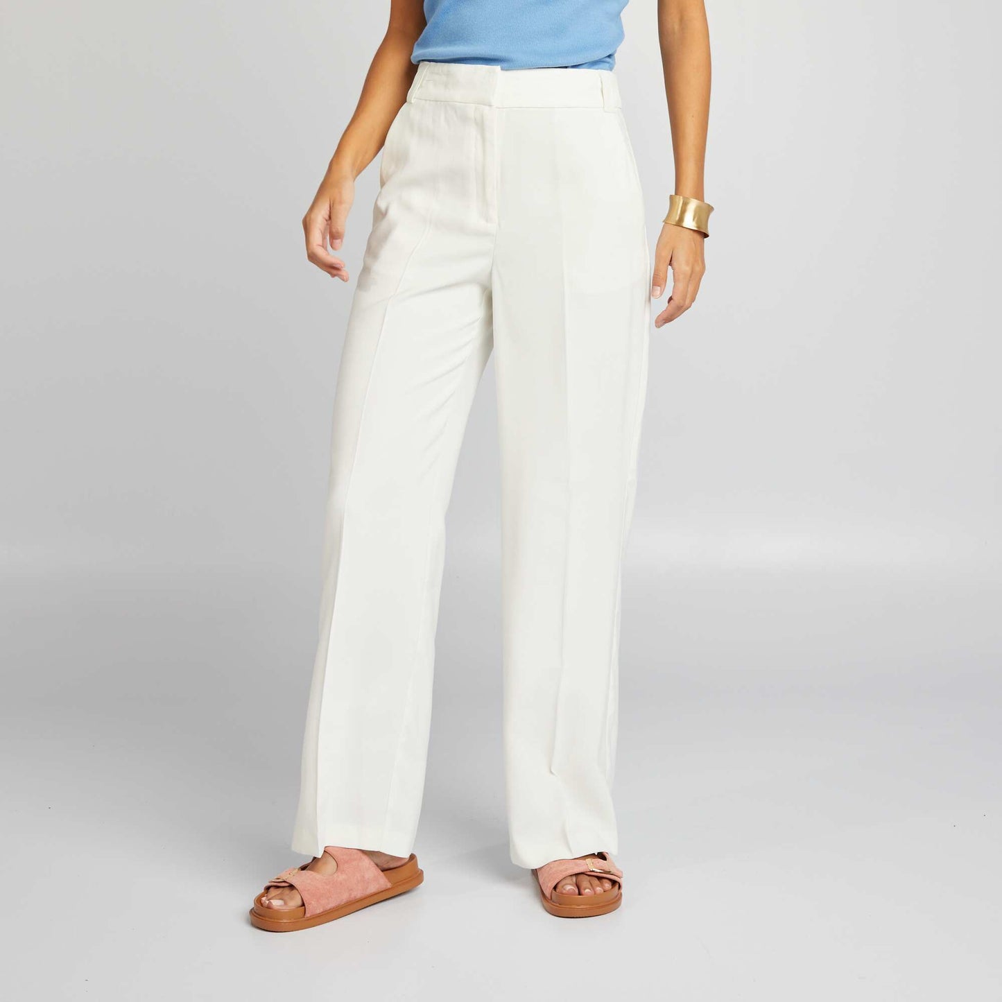 Wide-leg cigarette trousers WHITE