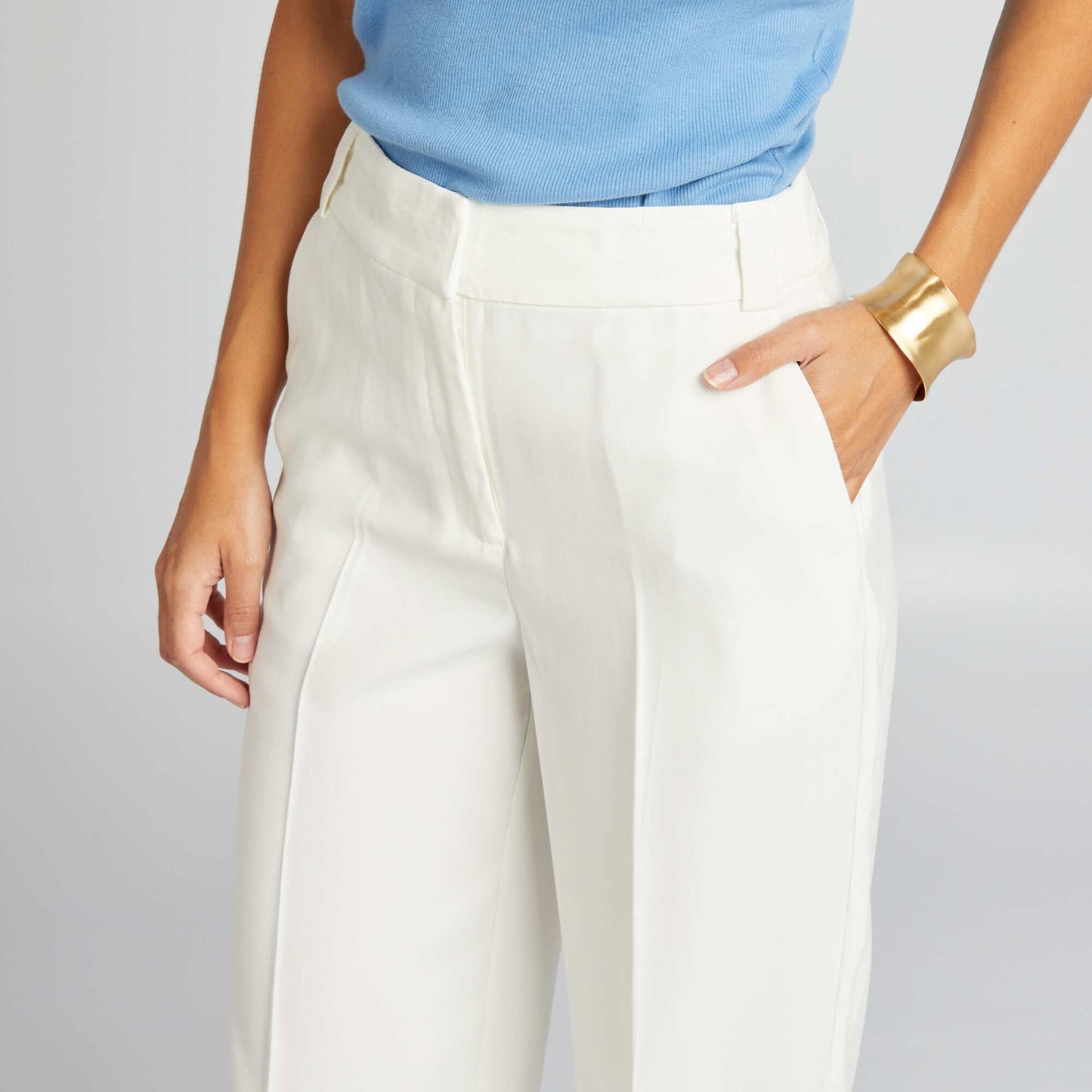 Wide-leg cigarette trousers WHITE