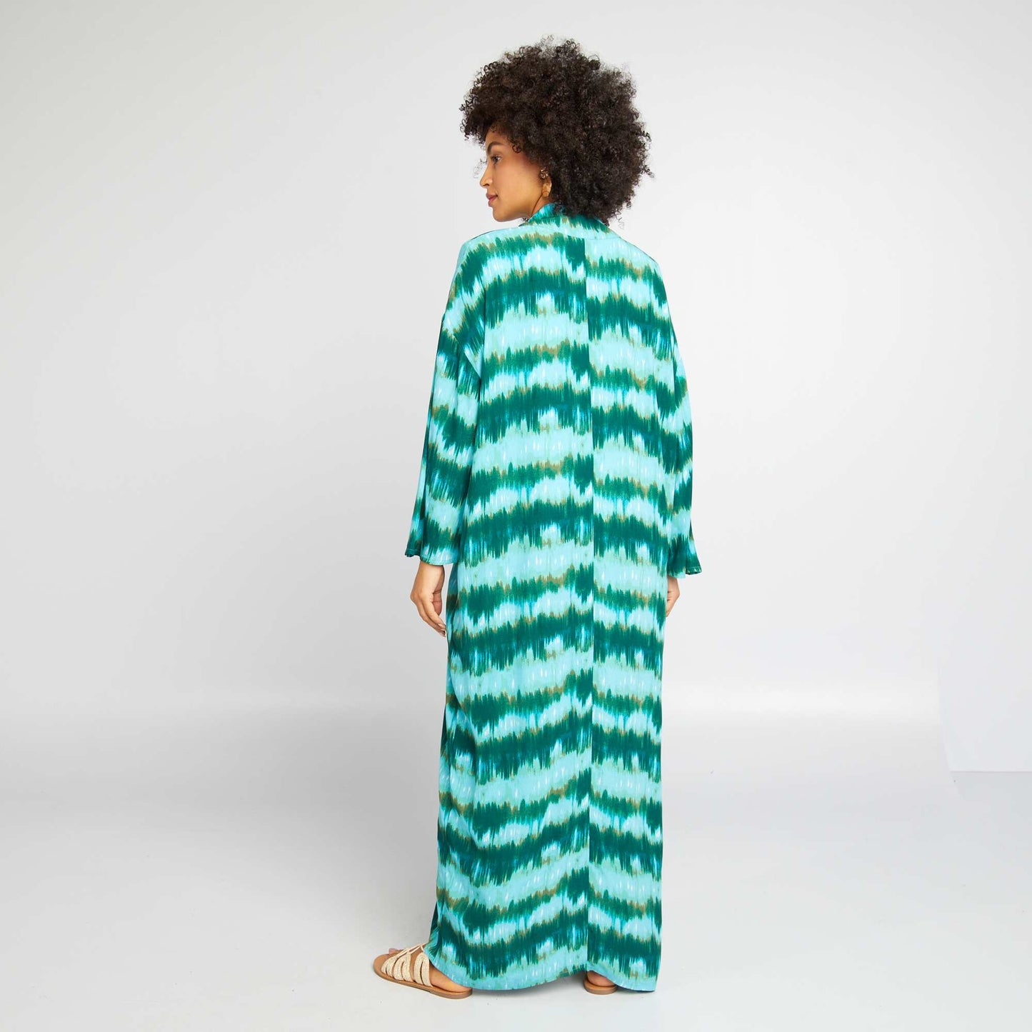 Flowing printed kimono GREEN