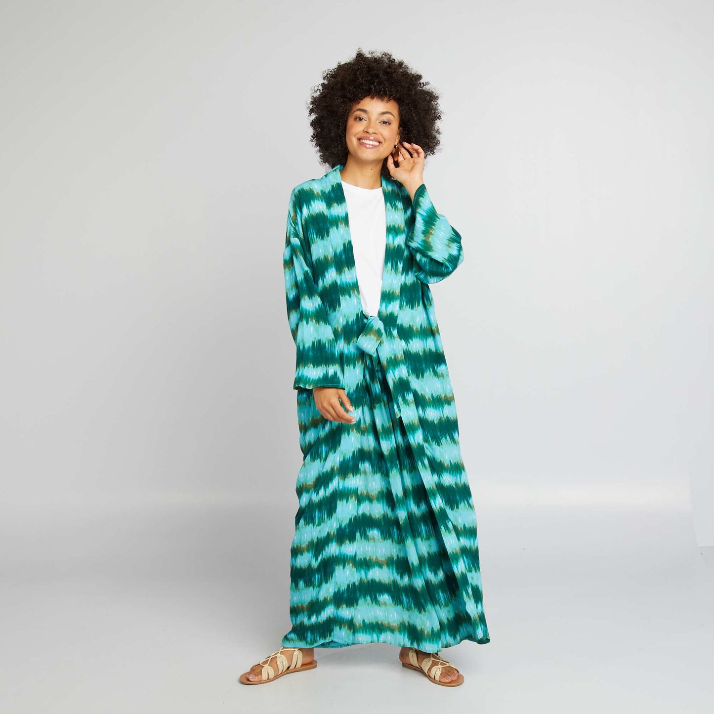 Flowing printed kimono GREEN