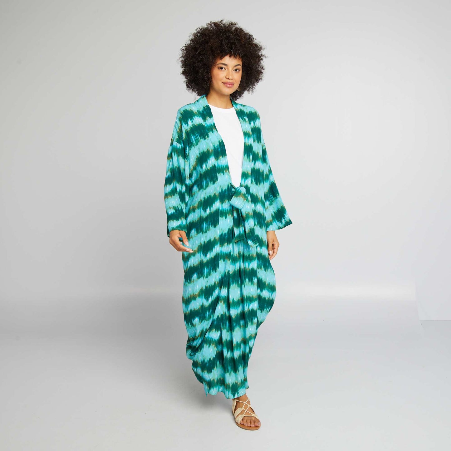 Flowing printed kimono GREEN