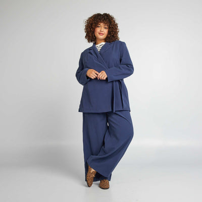 جاكيت بحزام مفصل بحزام أزرق