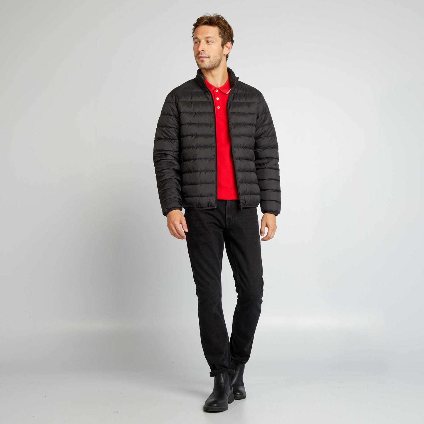 Lightweight quilted padded jacket black