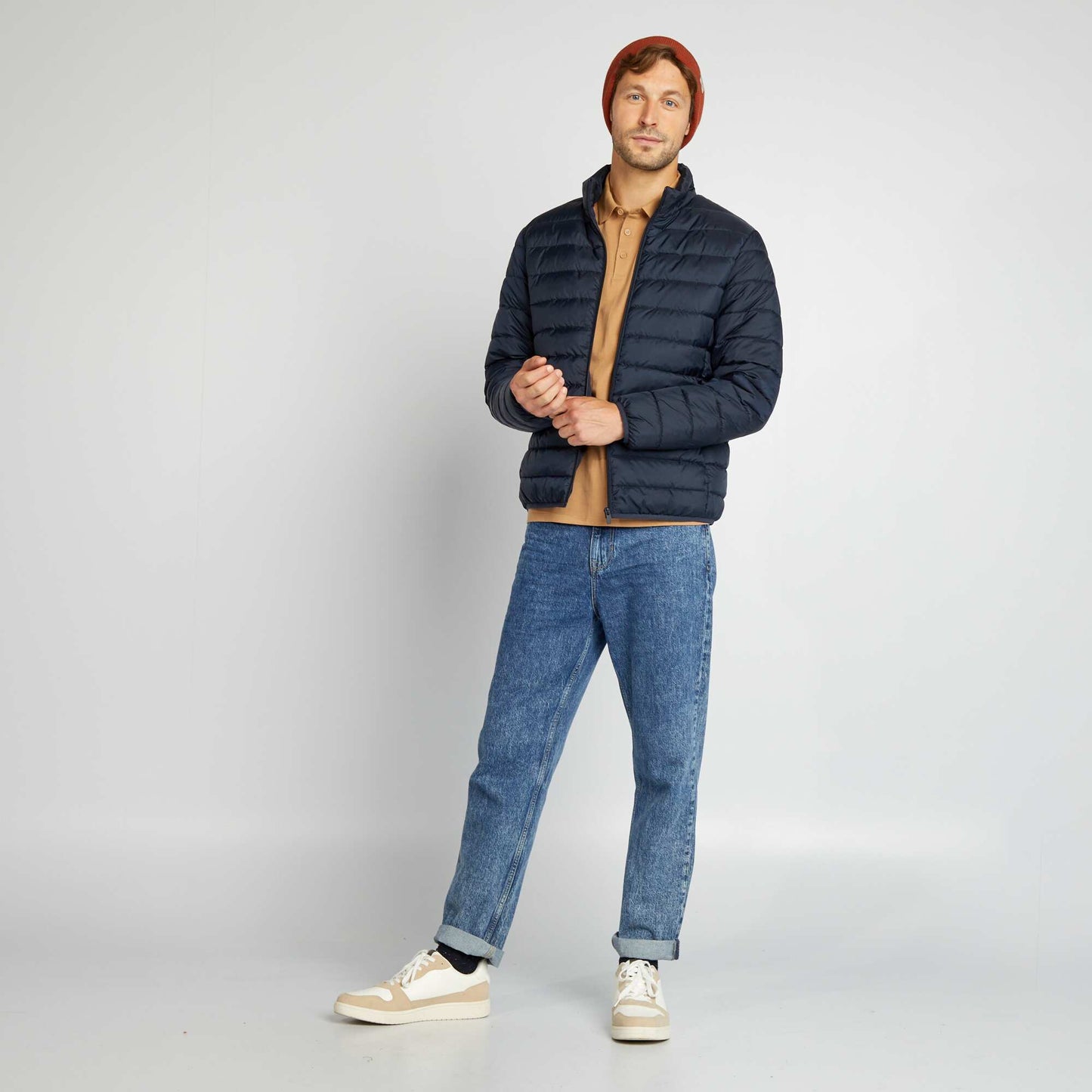 Lightweight quilted padded jacket blue