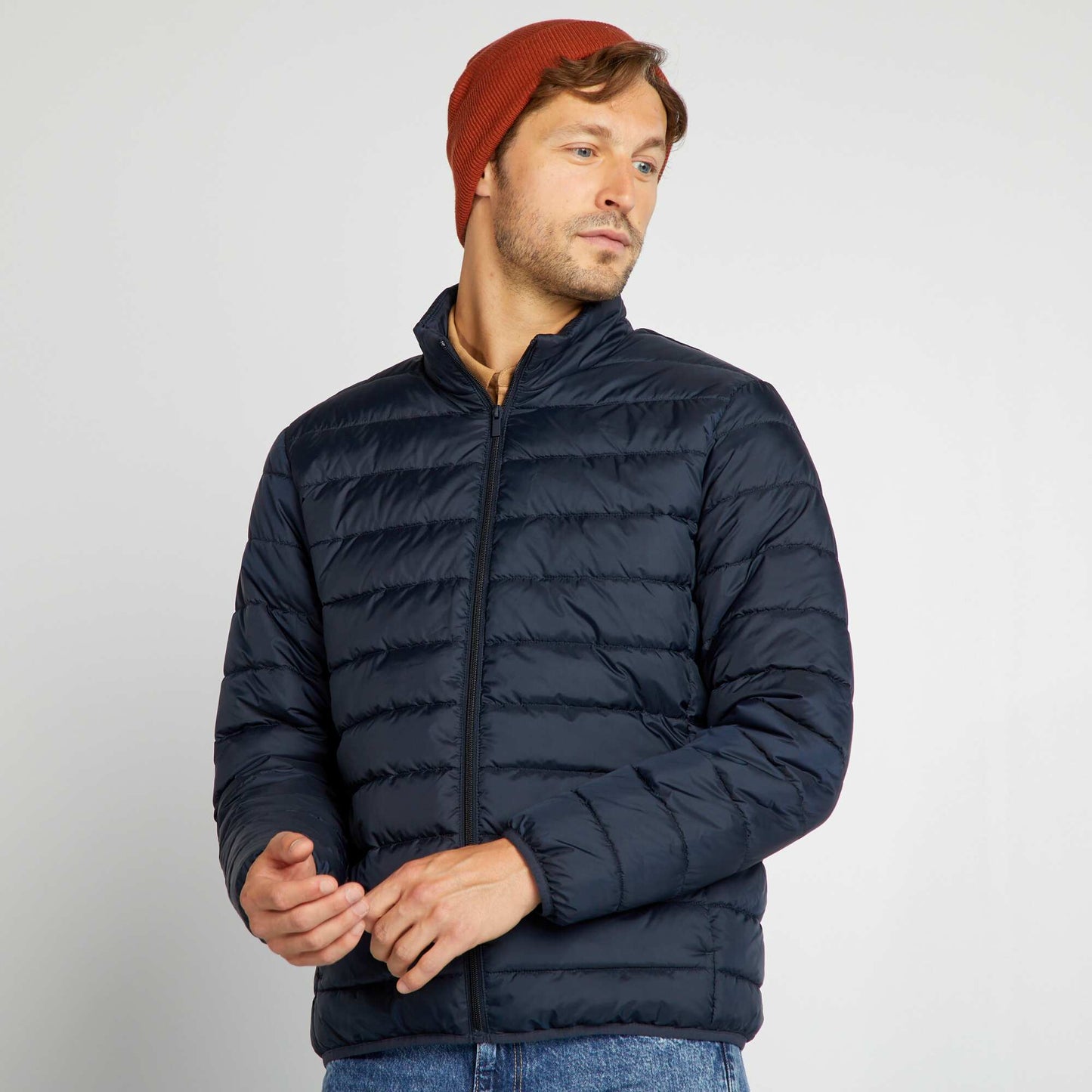 Lightweight quilted padded jacket blue