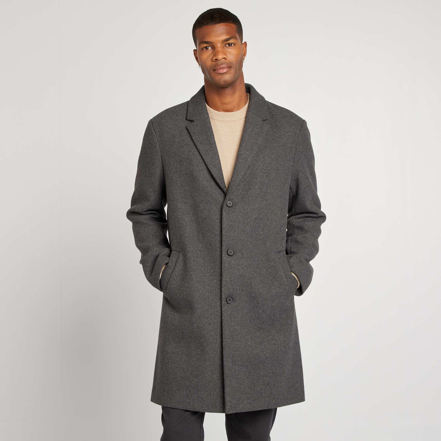 Long wool blend coat GREY