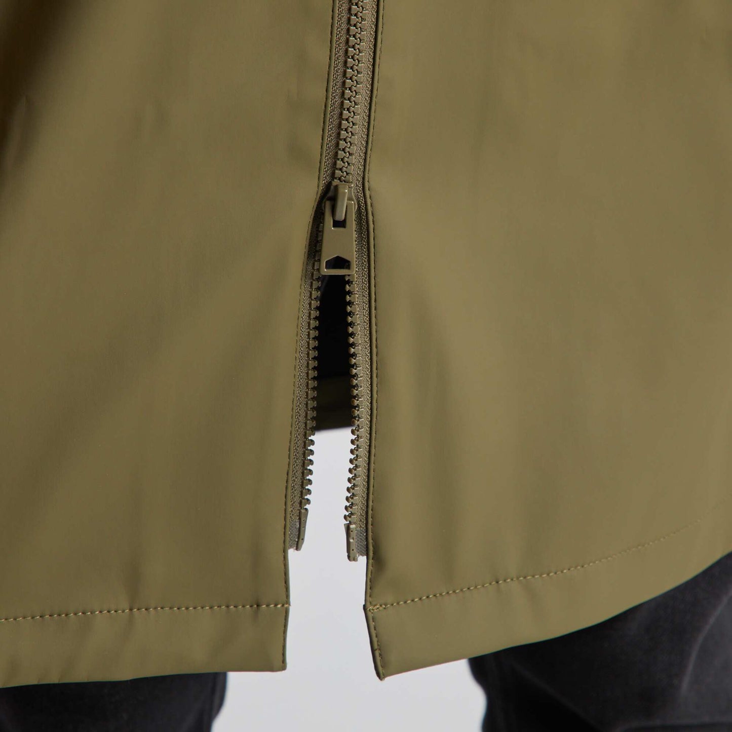 Longline showerproof parka with hood KHAKI