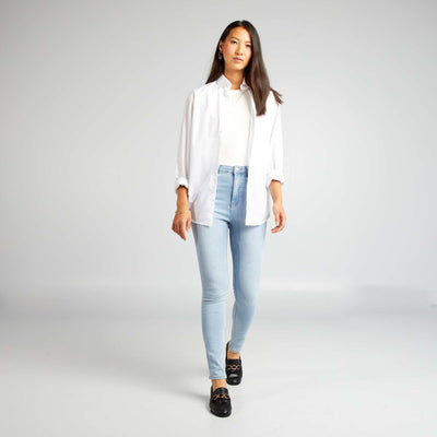 بنطال جينز ضيق بخصر مرتفع - L30 BLUE