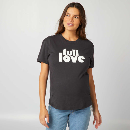 Printed nursing T-shirt BLACK