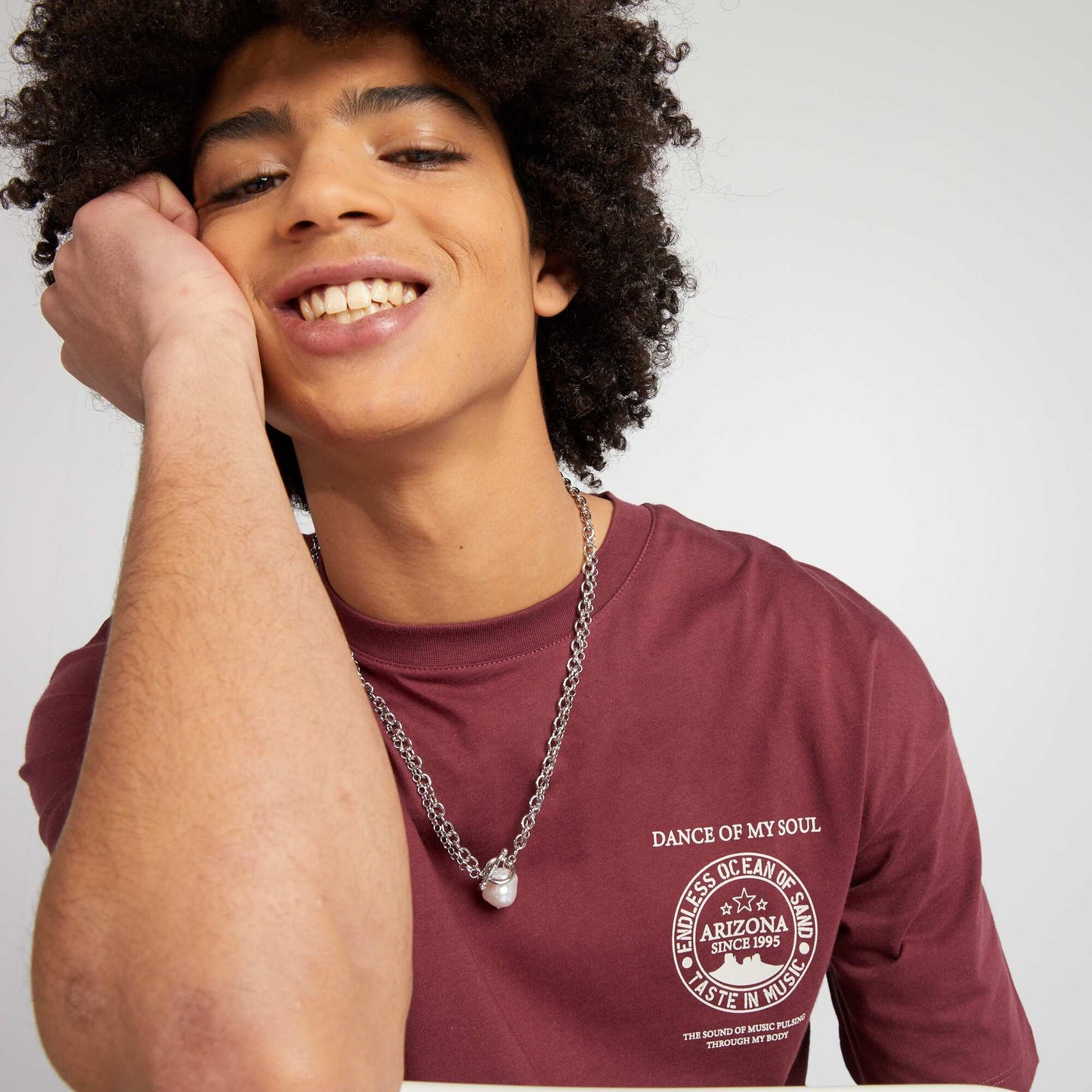 Printed cotton T-shirt RED