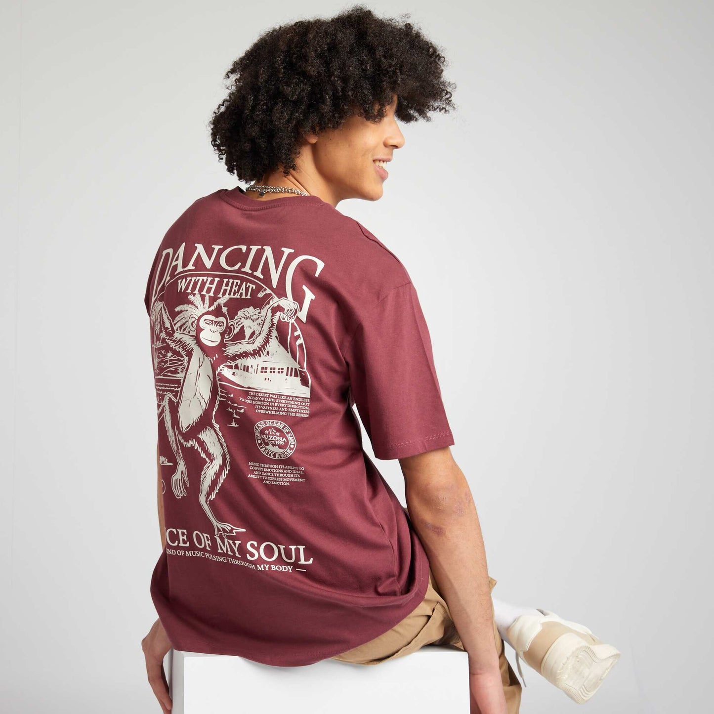 Printed cotton T-shirt RED