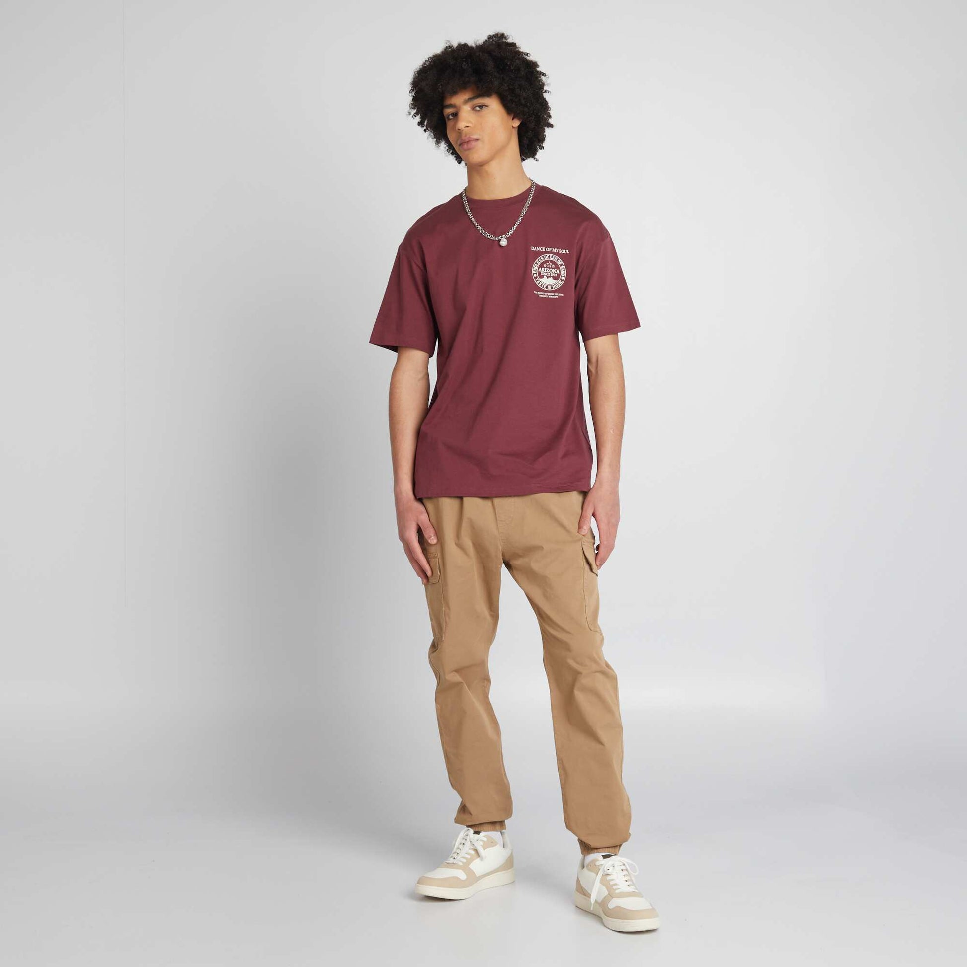 Printed cotton T-shirt RED