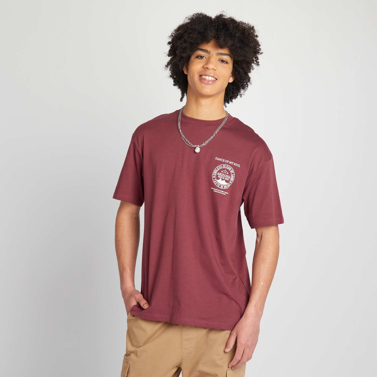 Printed cotton T-shirt RED