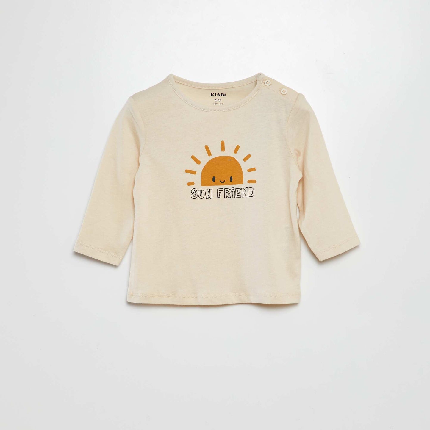 Long-sleeved block print T-shirt WHITE