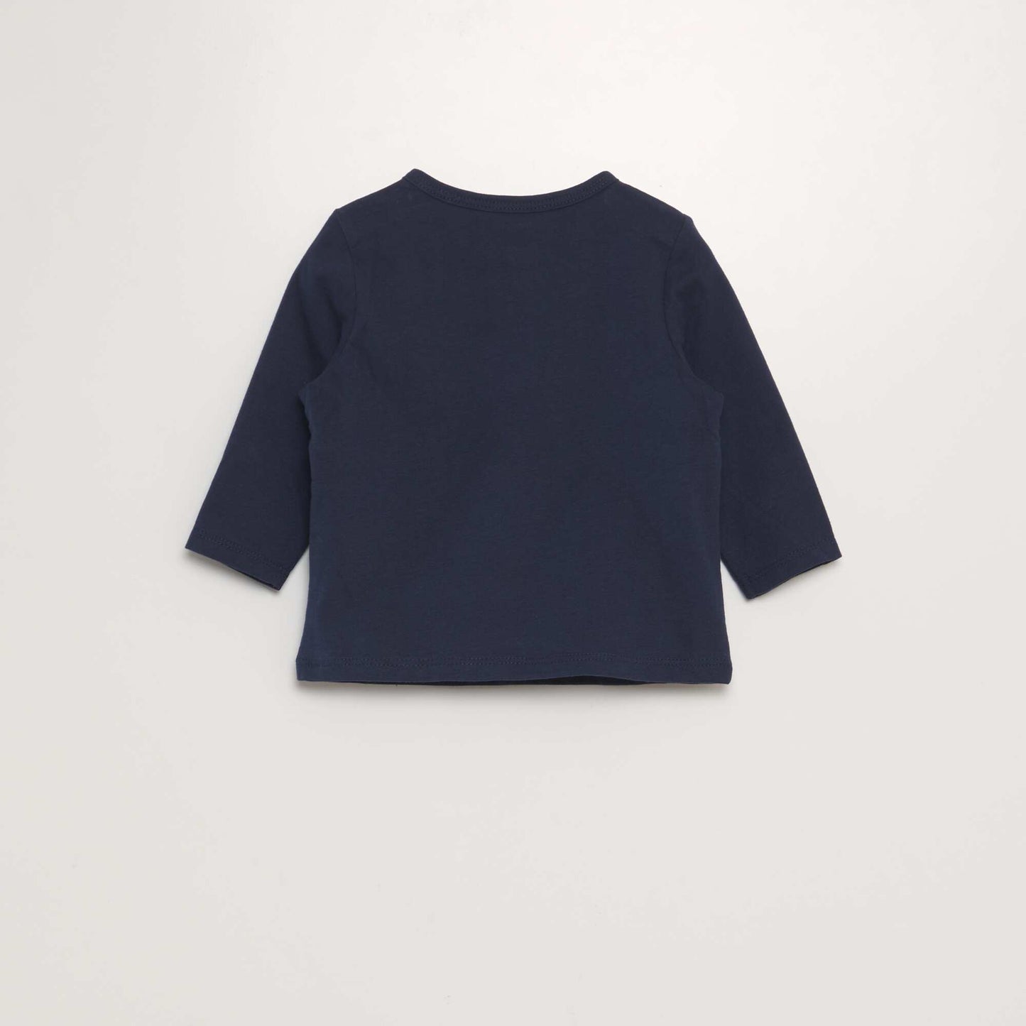 Long-sleeved T-shirt with Henley collar BLACK