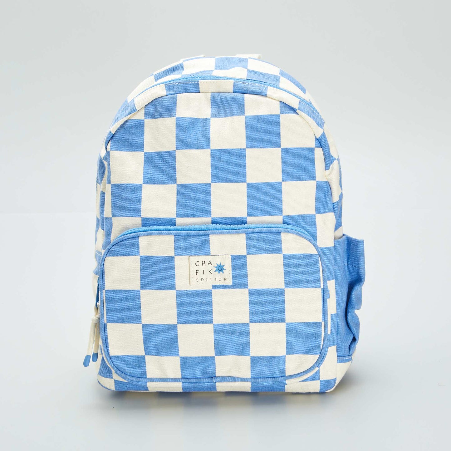 Backpack with check print BLUE