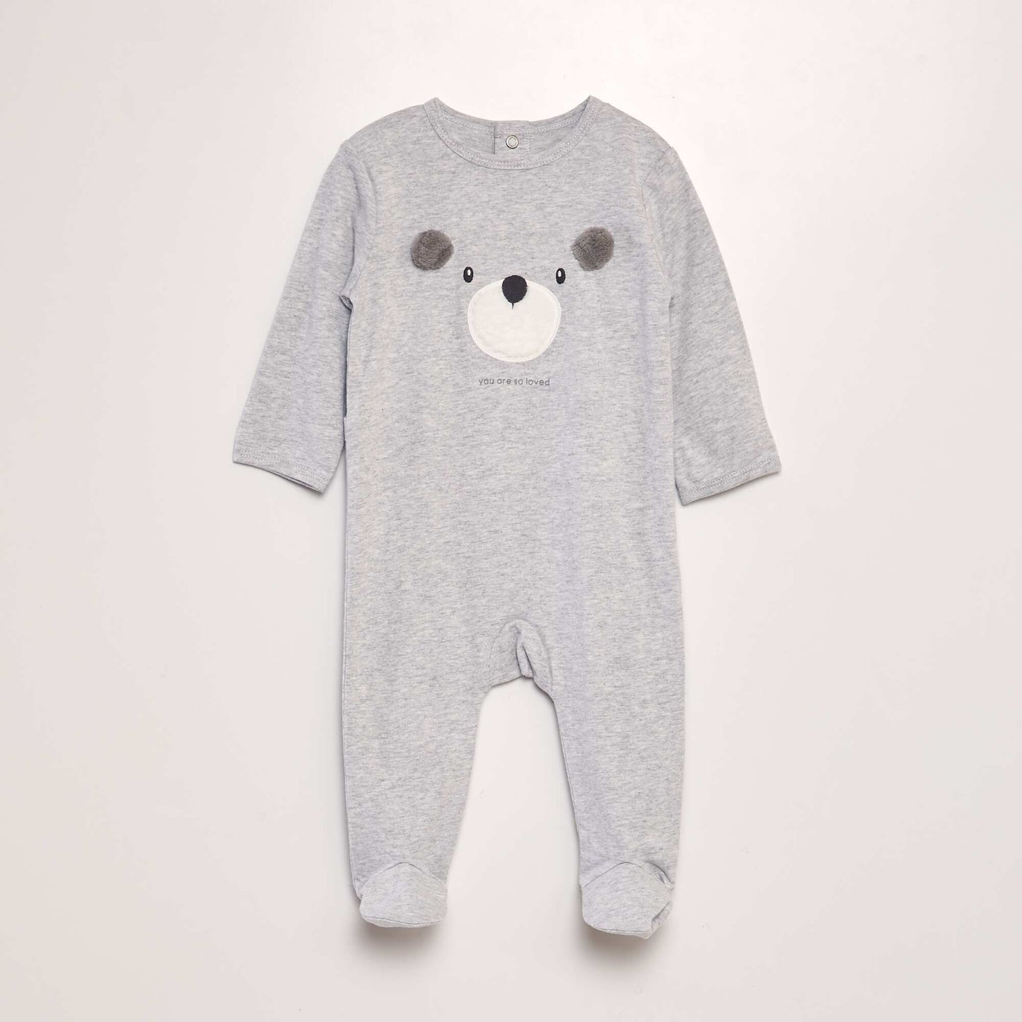 Printed sleepsuit with feet GREY