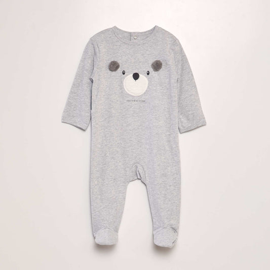 Printed sleepsuit with feet GREY