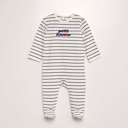 Printed sleepsuit with feet WHITE