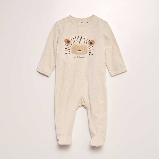 Printed sleepsuit with feet BEIGE