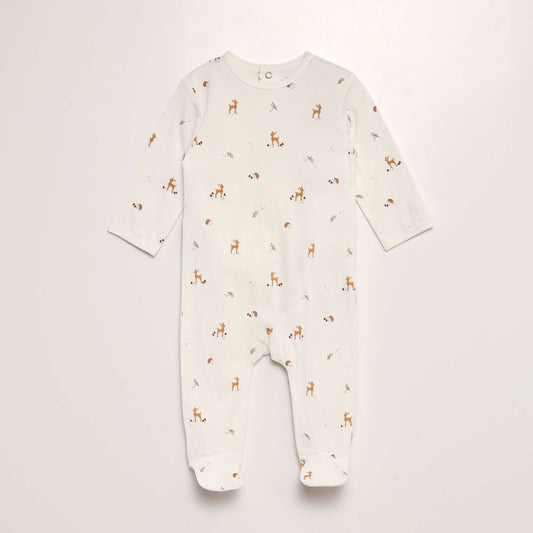 Printed sleepsuit with feet WHITE