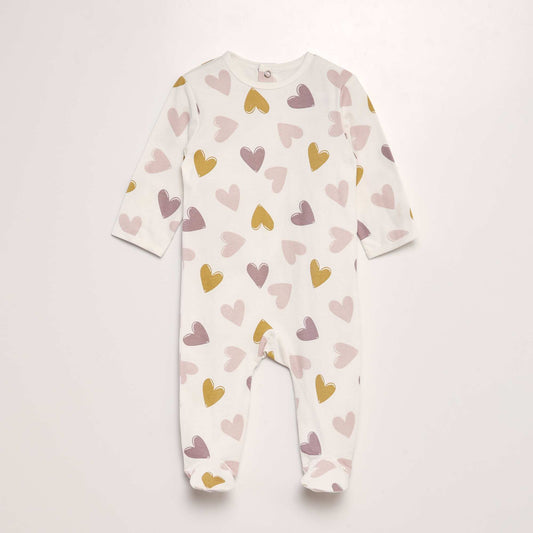 Printed sleepsuit with feet WHITE