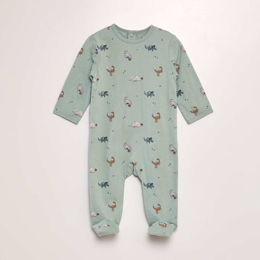 Printed sleepsuit with feet GREEN