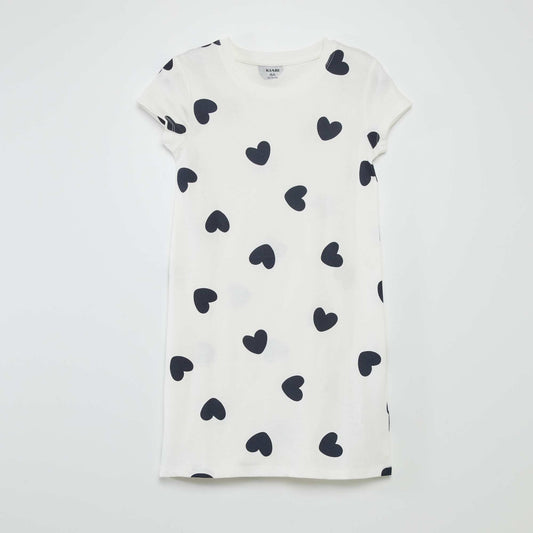 Heart print cotton nightshirt BLUE