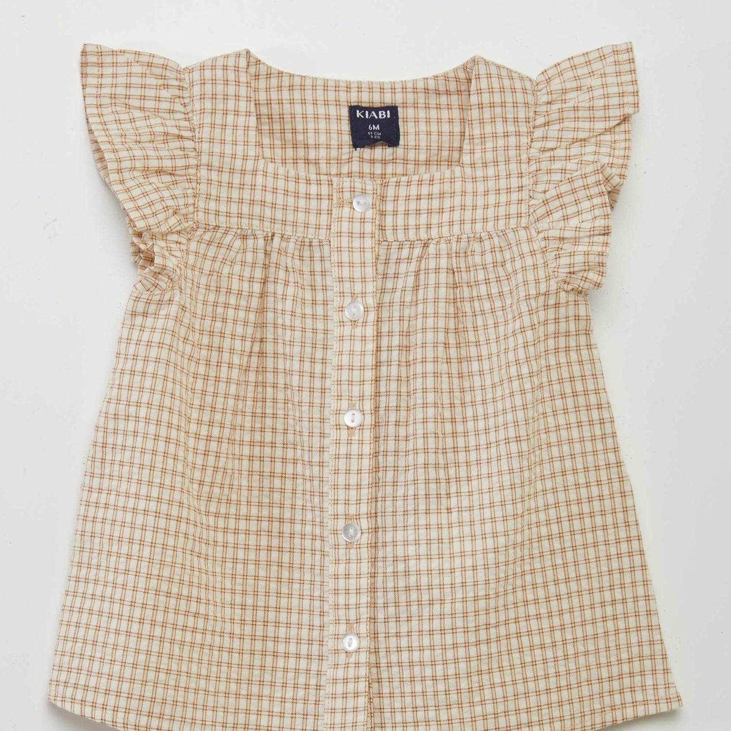 Gingham-style checked blouse BEIGE